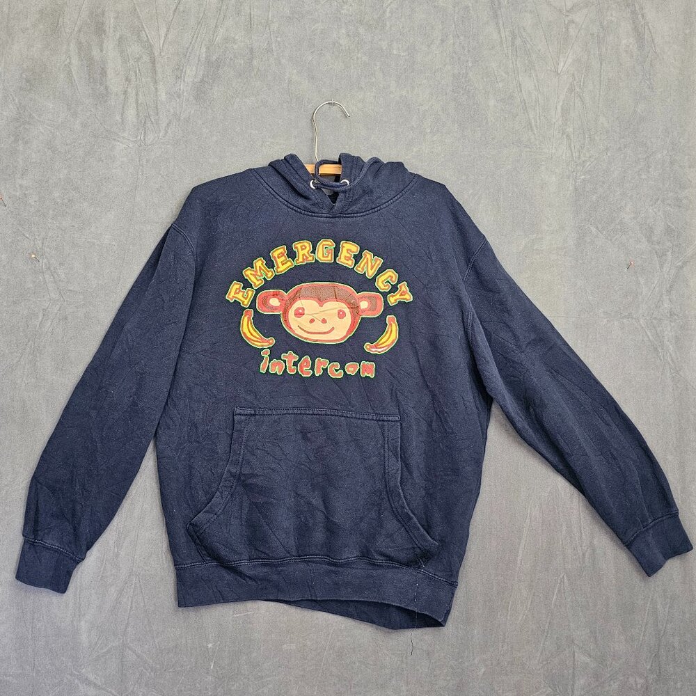 Emergency Intercom Hoodie M Monkey Podcast Black Pullover Discontinued H55 A5-15